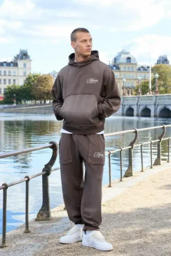 Cheap boohooMAN Oversized Seam Detail Joggers coffee