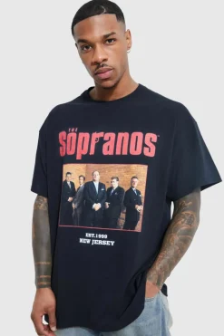 Fashion boohooMAN Oversized Sopranos License T-shirt black