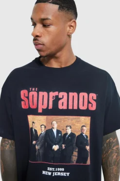 Fashion boohooMAN Oversized Sopranos License T-shirt black
