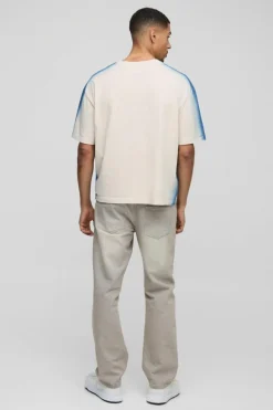 Sale boohooMAN Oversized Spray Boxy Wash T-Shirt stone