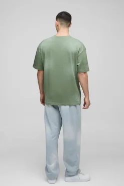 New boohooMAN Oversized Spray Wash T-shirt khaki