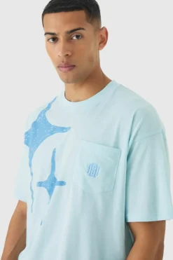 Best boohooMAN Oversized Star Graphic Short Lounge Set blue