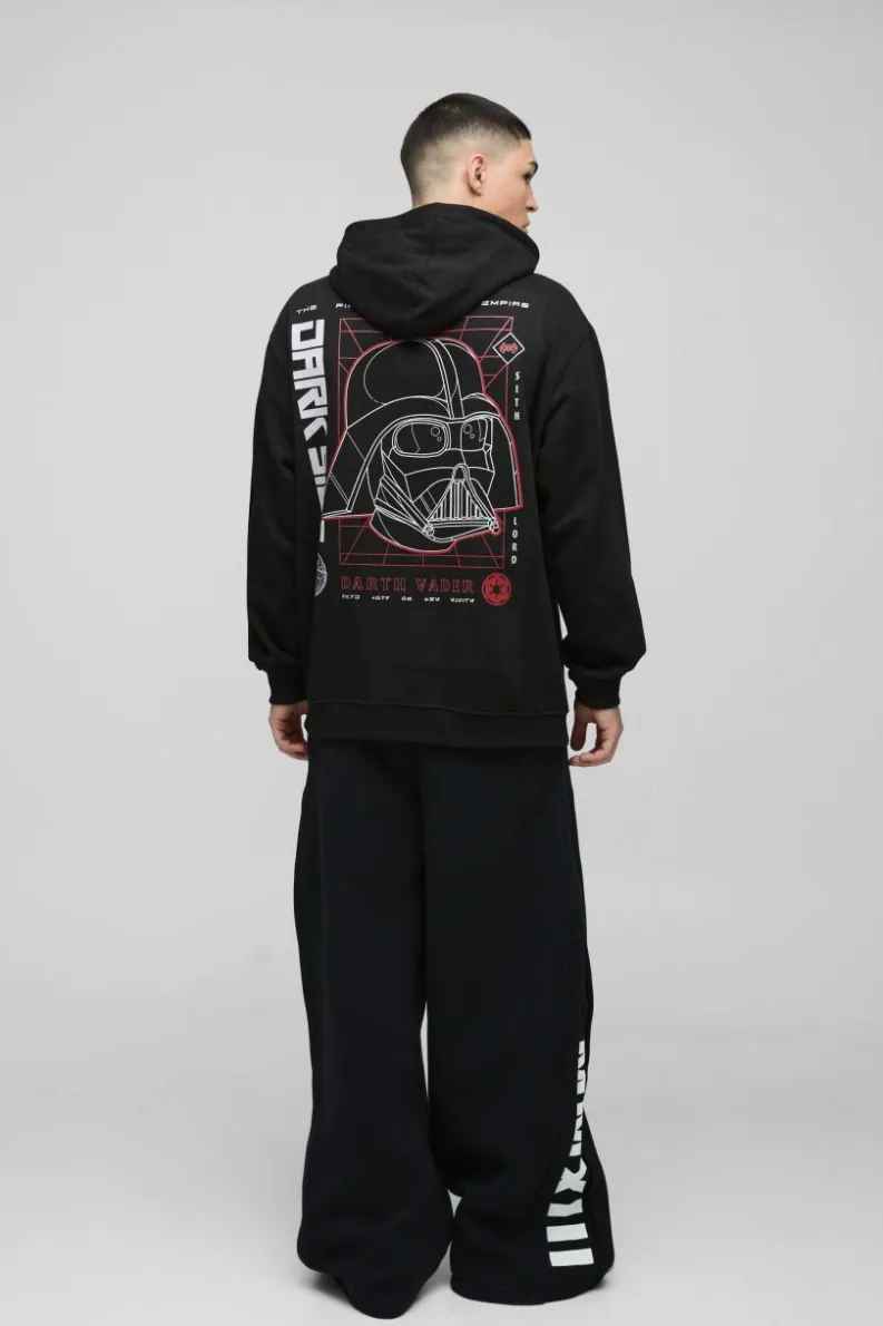 Cheap boohooMAN Oversized Star Wars Disney License Print Hoodie black