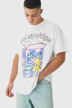 Cheap boohooMAN Oversized The Simpsons Anime License Print T-Shirt white