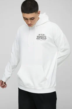 Cheap boohooMAN Oversized The Zombies Band License Print Hoodie white