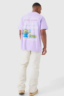 Flash Sale boohooMAN Oversized Toy Story Wash Alien License T-shirt purple
