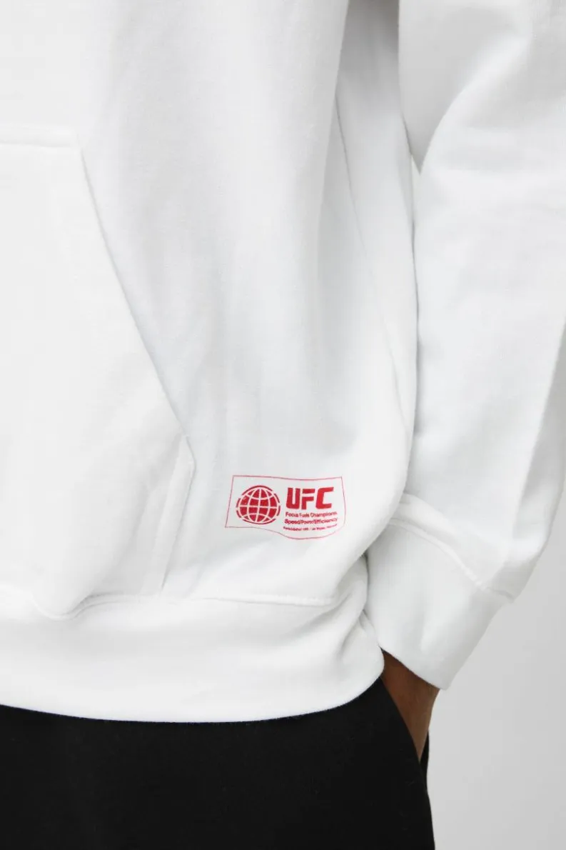 Cheap boohooMAN Oversized UFC Sports License Print Hoodie white