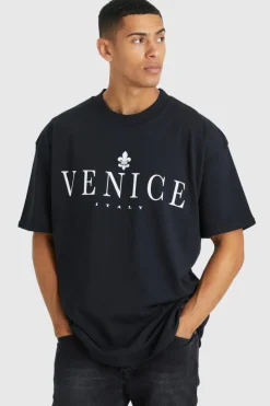 Cheap boohooMAN Oversized Venice T-shirt black