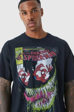 Cheap boohooMAN Oversized Venom License T-shirt black