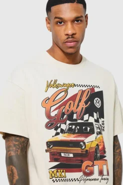 New boohooMAN Oversized Volkswagen License T-shirt sand