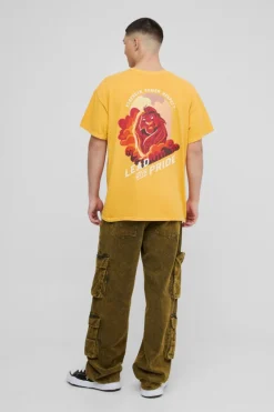 Best boohooMAN Oversized Wash Disney Lion King License Print T-Shirt yellow