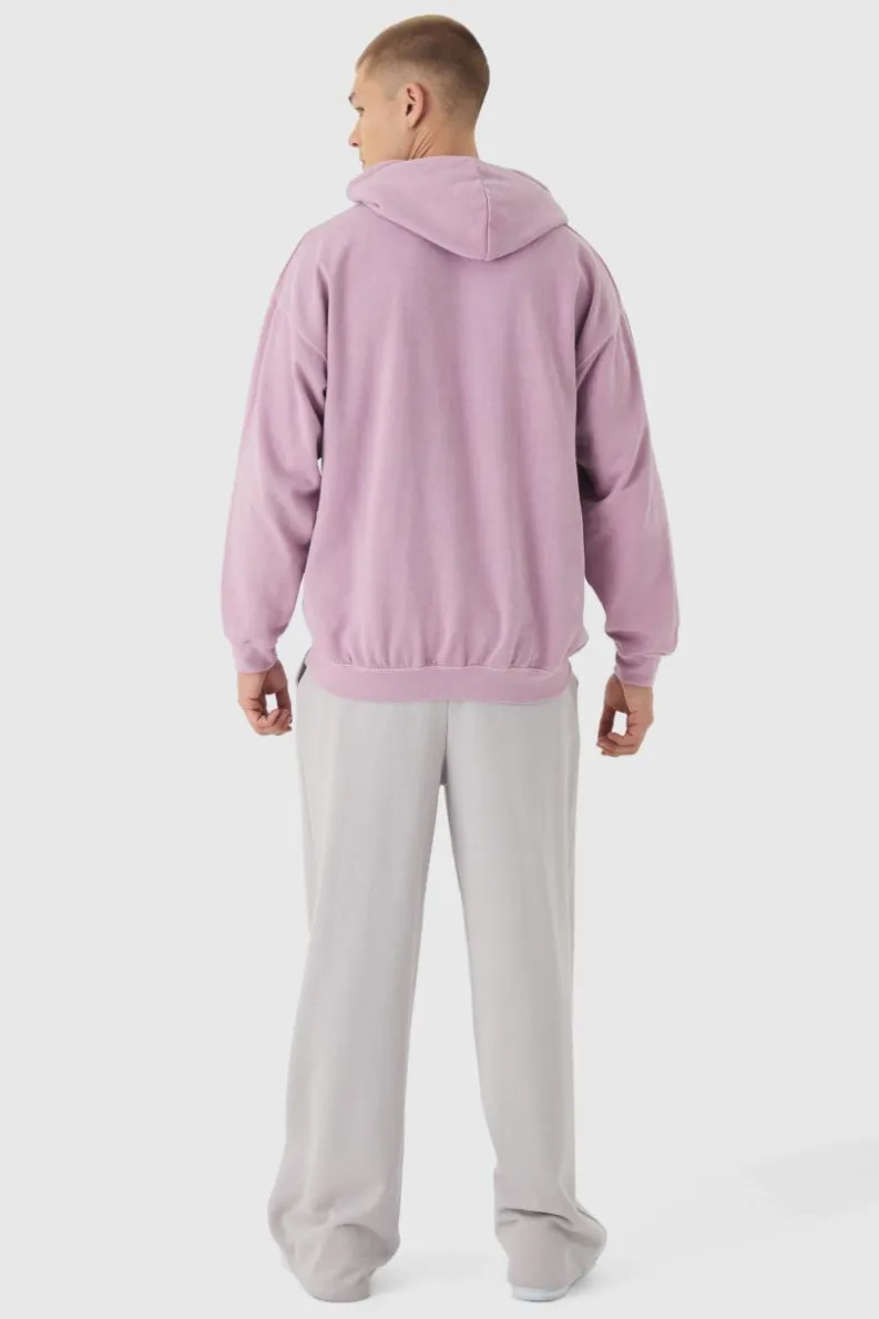 Outlet boohooMAN Oversized Washed Graffiti Heart Hoodie pink