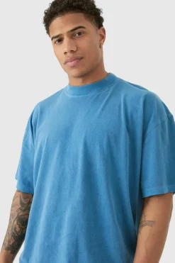 Clearance boohooMAN Oversized Washed Tonal Floral Print T-shirt blue
