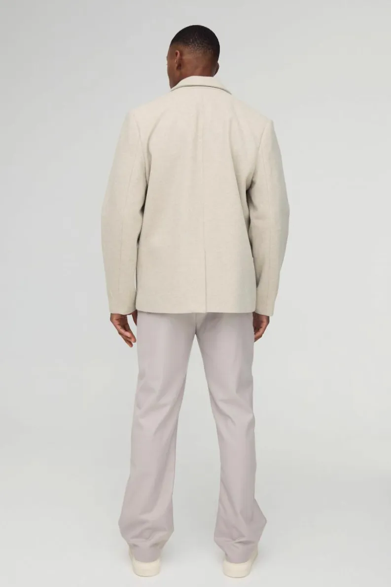 New boohooMAN Oversized Wool Look Boxy Blazer charcoal