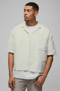 Best boohooMAN Oversized Wool Look Boxy Shirt ecru