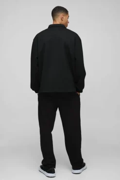 Outlet boohooMAN Oversized Worldwide Applique Half Zip Rugby Polo black