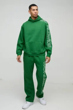 Best Sale boohooMAN Oversized Worldwide Hooded Tracksuit green