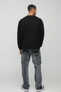 New boohooMAN Oversized Wyoming Western Graphic Sweatshirt black
