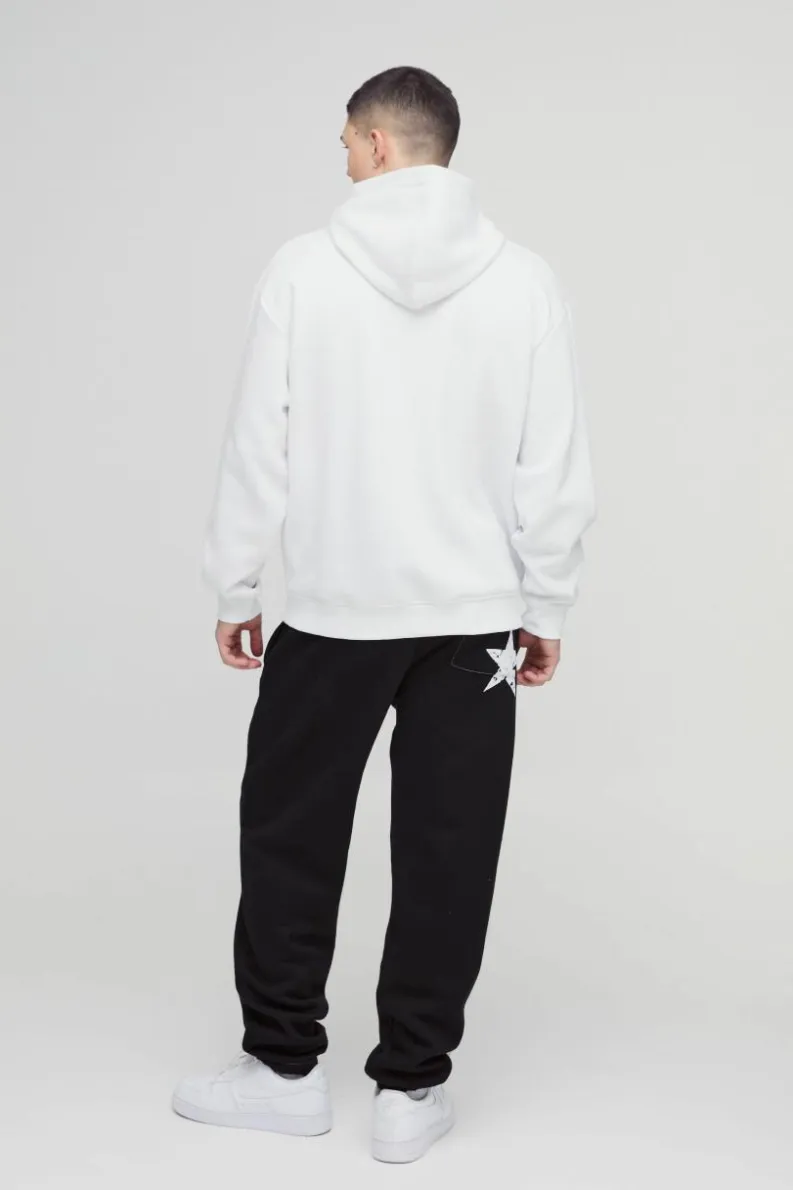 Best boohooMAN Oversized Zip Through Gothic Hoodie white