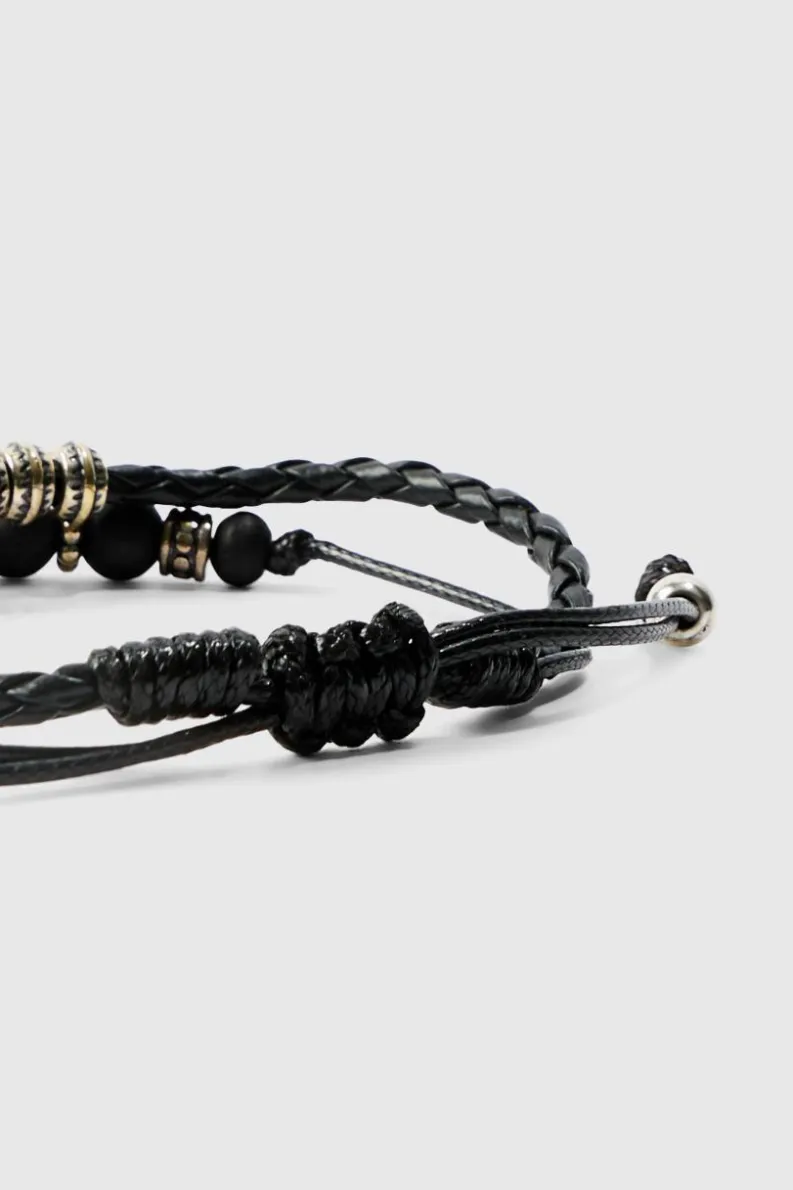Cheap boohooMAN 2 Pack Adjustable Cross Pendant Bracelets In black