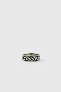 Discount boohooMAN 5 Pack Chain Detail Rings silver