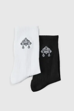 Outlet boohooMAN 2 Pack Cross Embroidered Socks multi