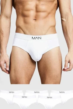 Shop boohooMAN 5 Pack MAN Dash Briefs white