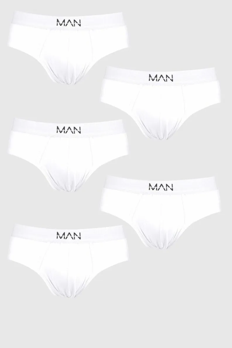 Shop boohooMAN 5 Pack MAN Dash Briefs white