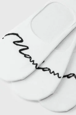 Discount boohooMAN 3 Pack Man Signature Invisible Socks white