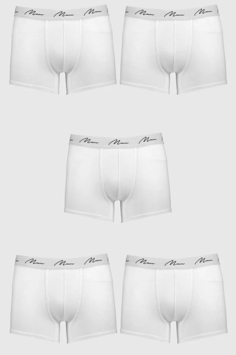 Sale boohooMAN 5 Pack MAN Signature Trunks white