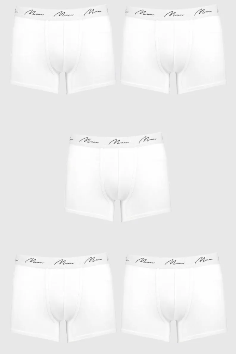 Sale boohooMAN 5 Pack MAN Signature Trunks white