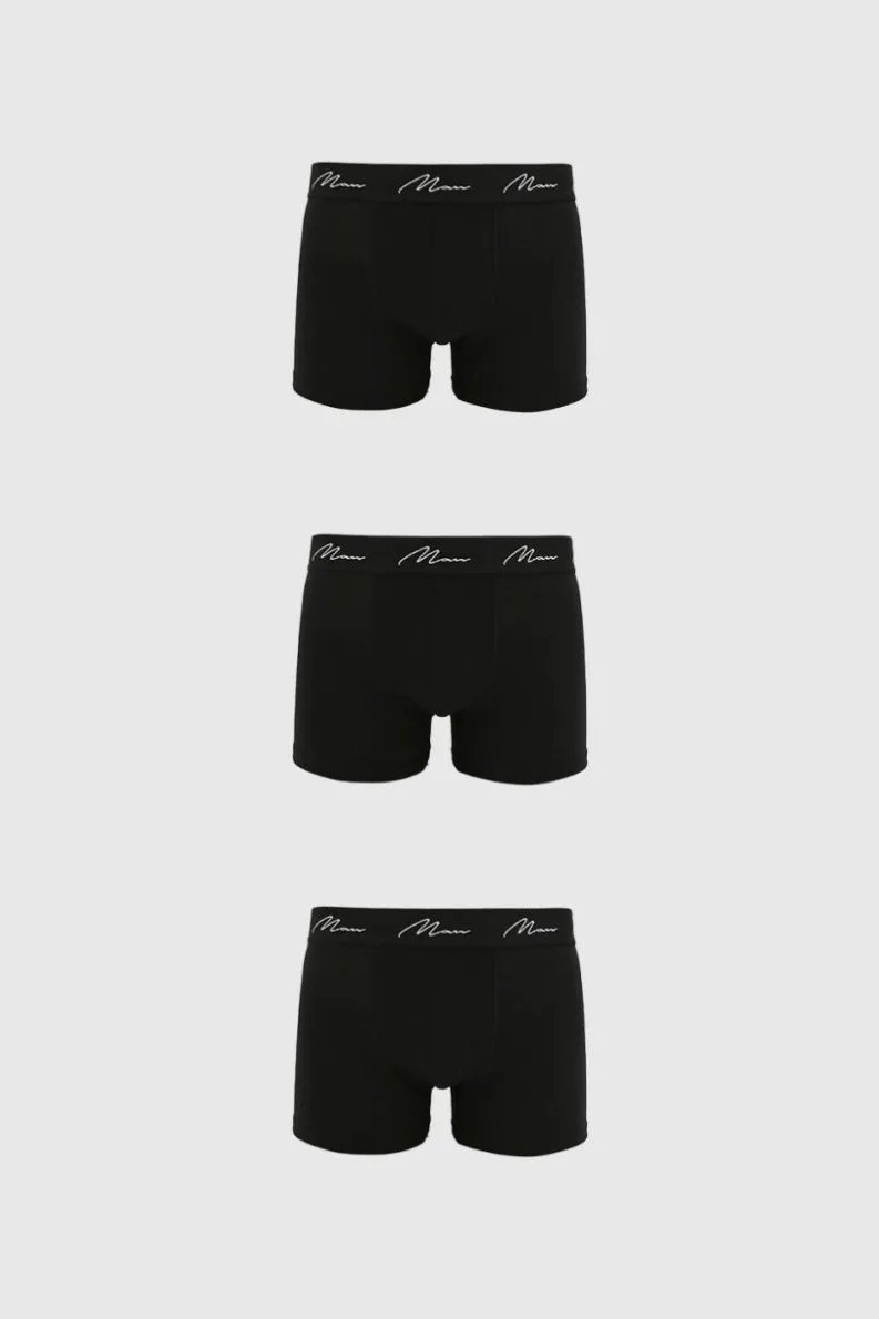 Flash Sale boohooMAN 3 Pack MAN Signature Trunks black