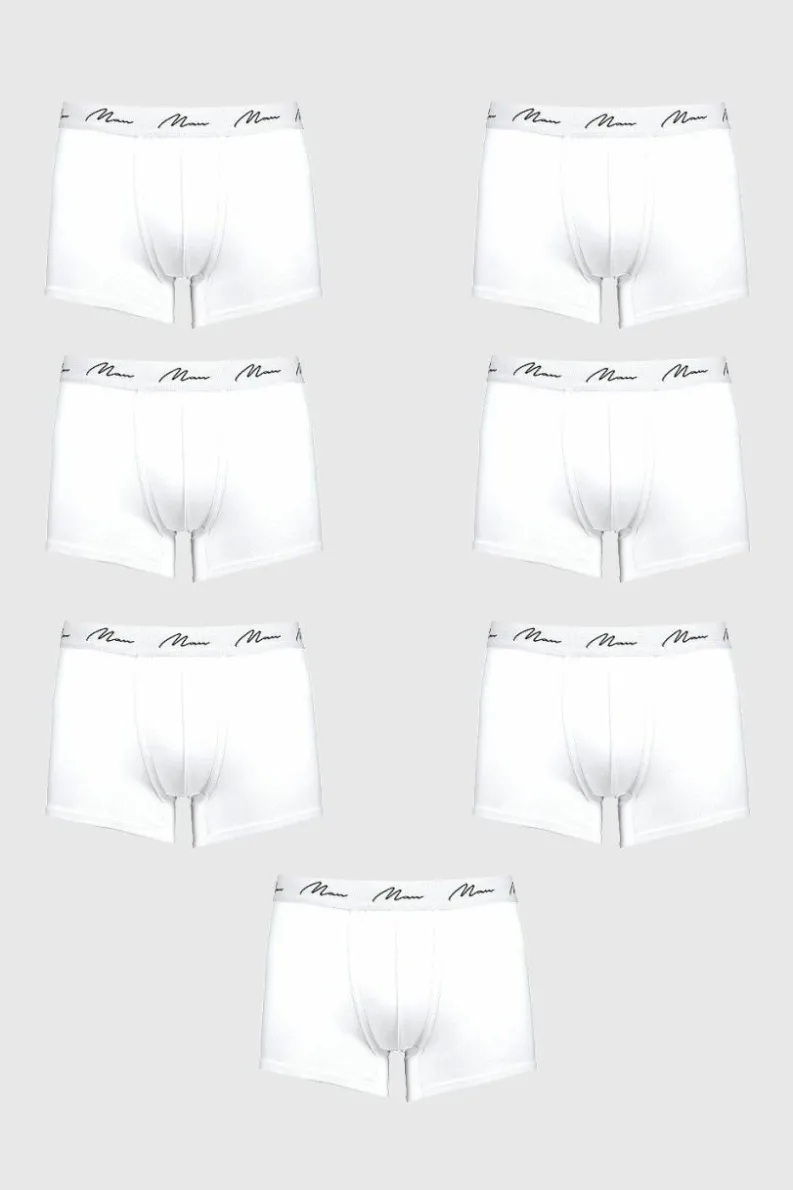 Outlet boohooMAN 7 Pack MAN Signature Trunks white