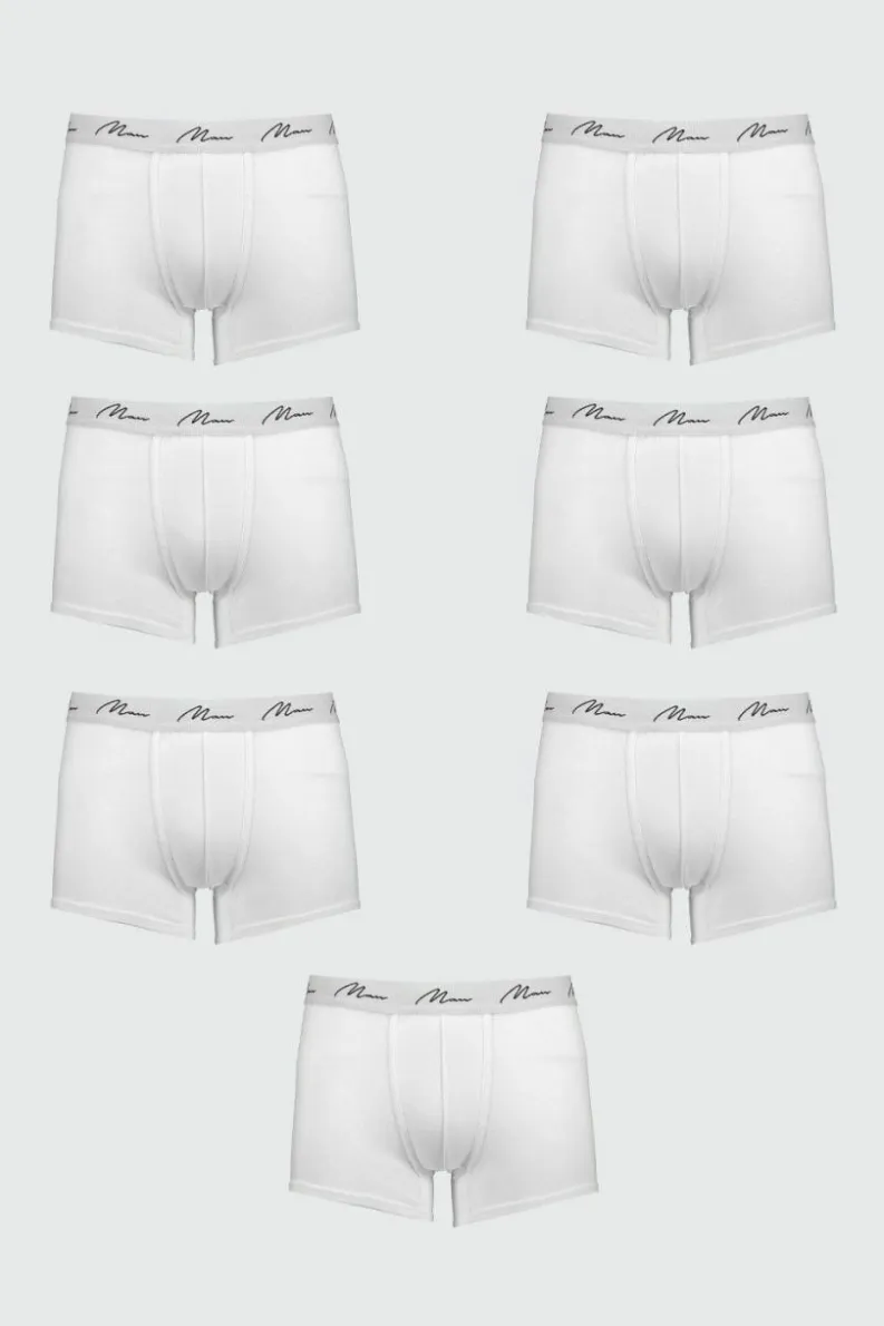 Outlet boohooMAN 7 Pack MAN Signature Trunks white