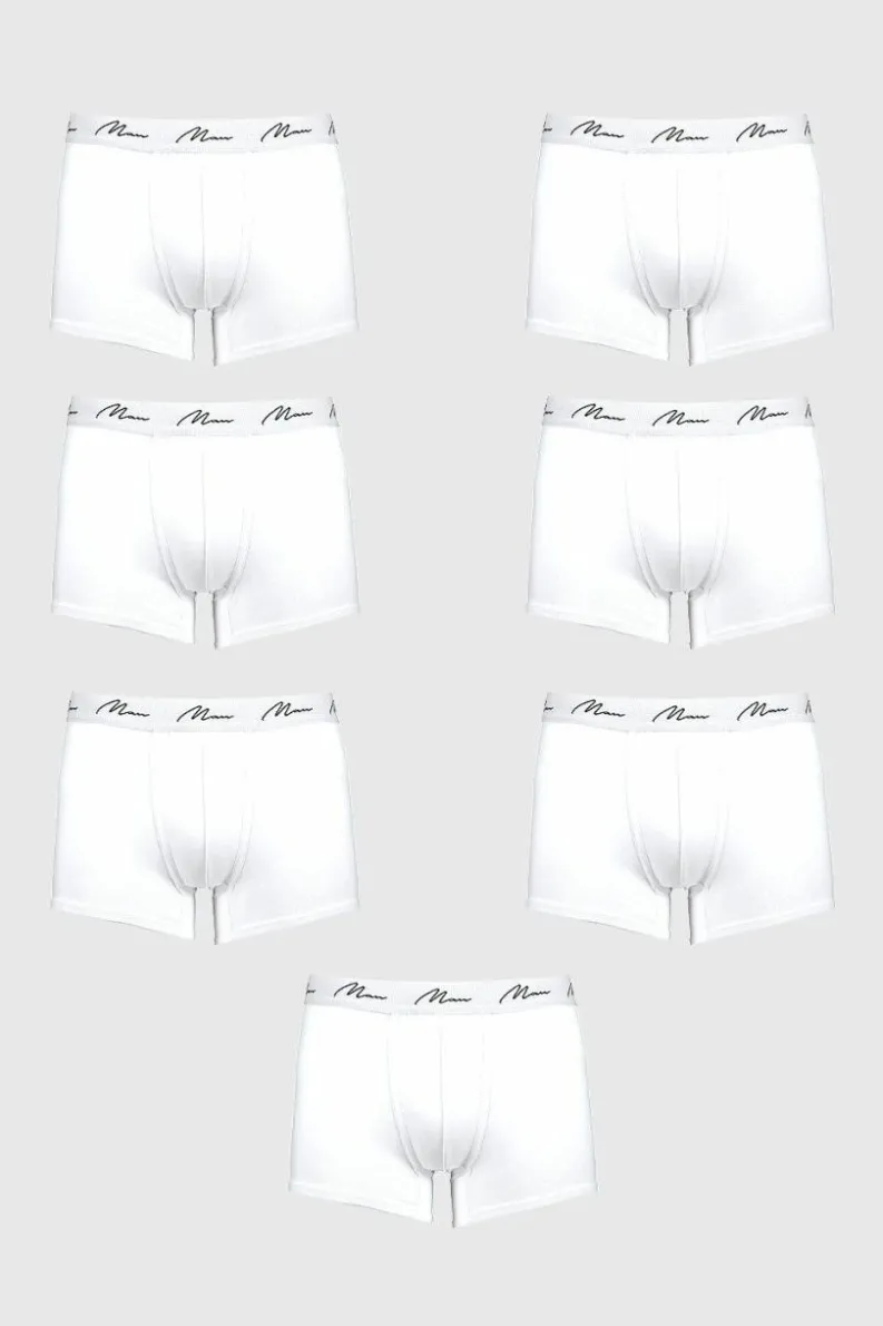 Outlet boohooMAN 7 Pack MAN Signature Trunks white