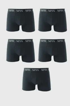 Discount boohooMAN 5 Pack Man Trunks black