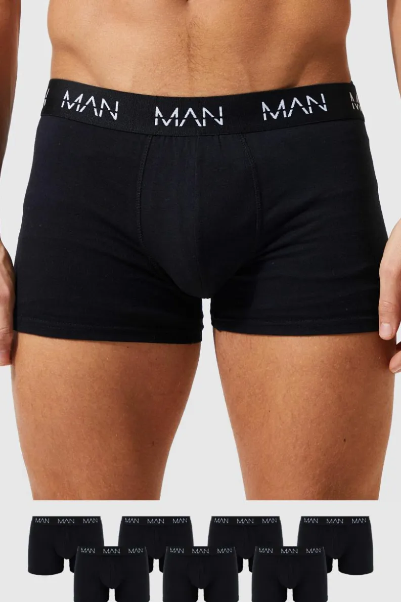Shop boohooMAN 7 Pack Man Trunks black