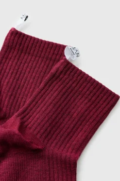 Best boohooMAN 2 Pack Man Woven Tab Socks burgundy