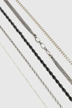 Online boohooMAN 5 Pack Mixed Chain Bracelets silver