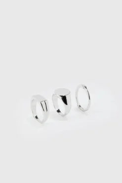 Best Sale boohooMAN 3 Pack Signet Rings silver