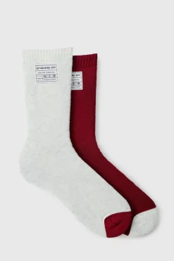 Hot boohooMAN 2 Pack Woven Tab Lounge Socks multi