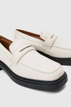 New boohooMAN Padded Pu Loafer In ecru