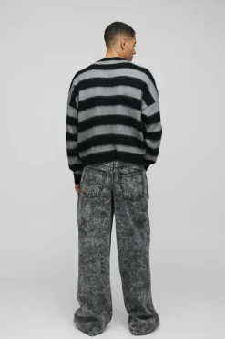 Online boohooMAN Parachute Rigid Acid Wash Denim Jeans mid grey