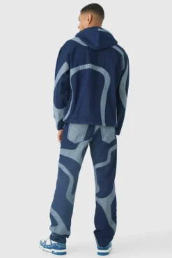 Hot boohoo Patchwork Applique Set indigo