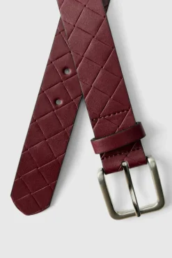 Shop boohooMAN Patterned Belt burgundy