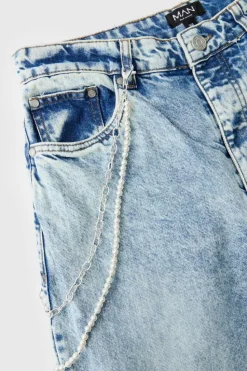 Cheap boohooMAN Pearl Jean Chain silver