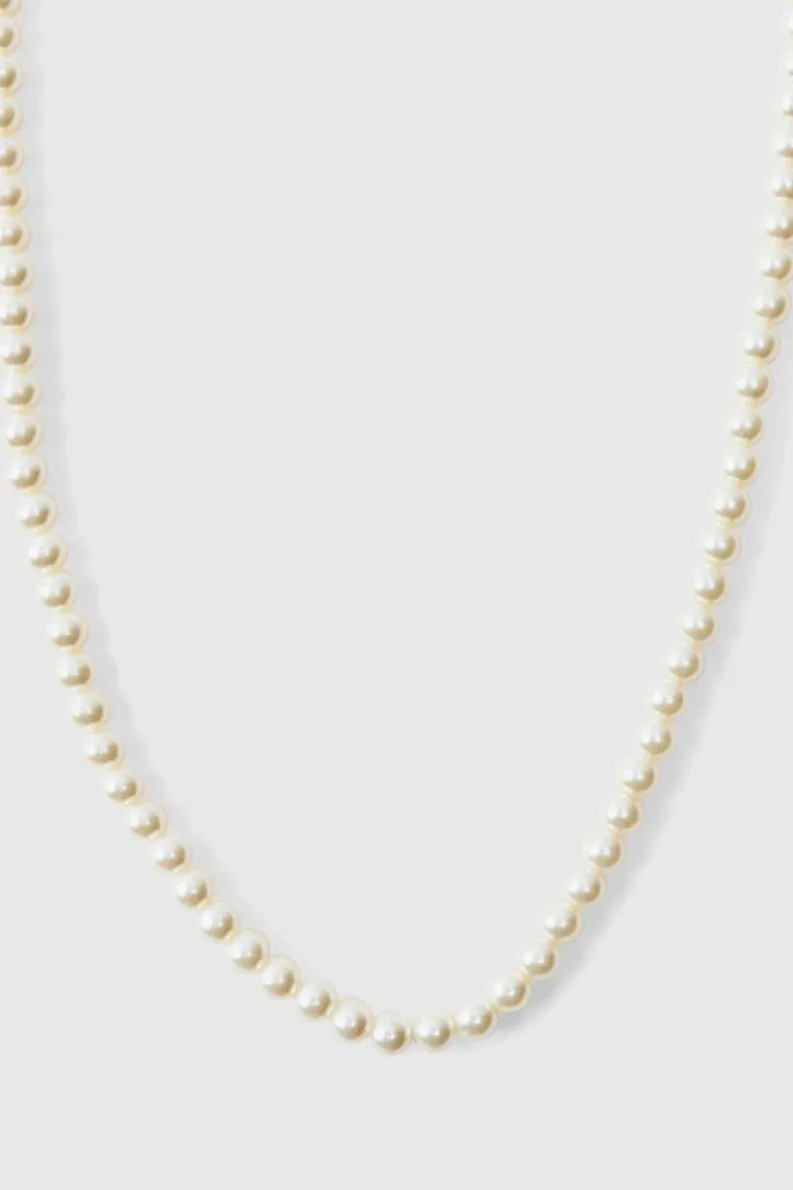 Store boohooMAN Pearl Necklace white