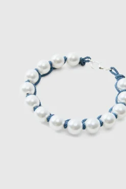 Best Sale boohooMAN Pearl Rope Bracelet silver