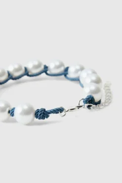 Best Sale boohooMAN Pearl Rope Bracelet silver