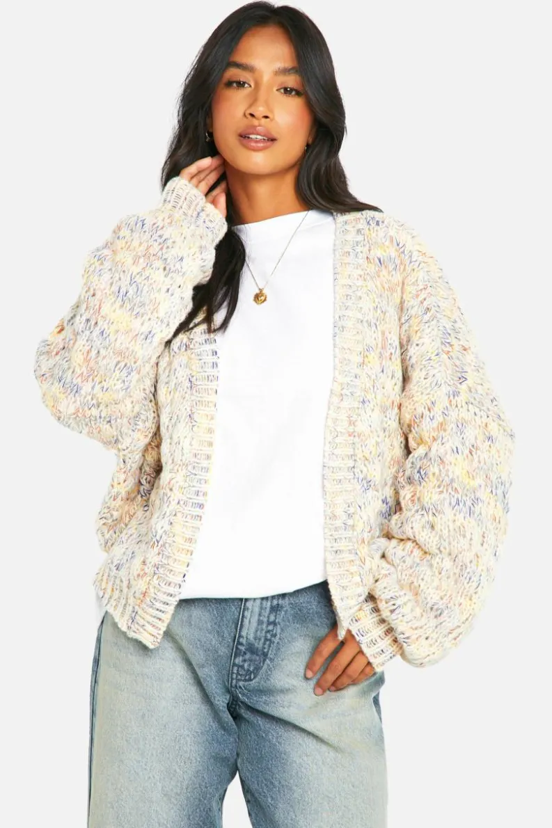Sale boohoo Petite Bubble Knit Cardigan multi